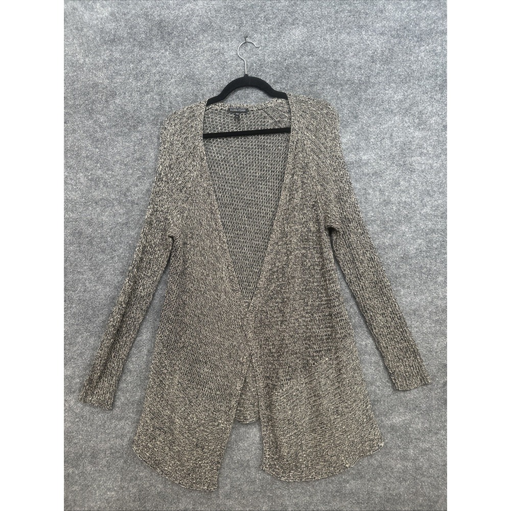 Eileen Fisher Cardigan Womens M Gray Marled Knit Open Front Long  Lagenlook